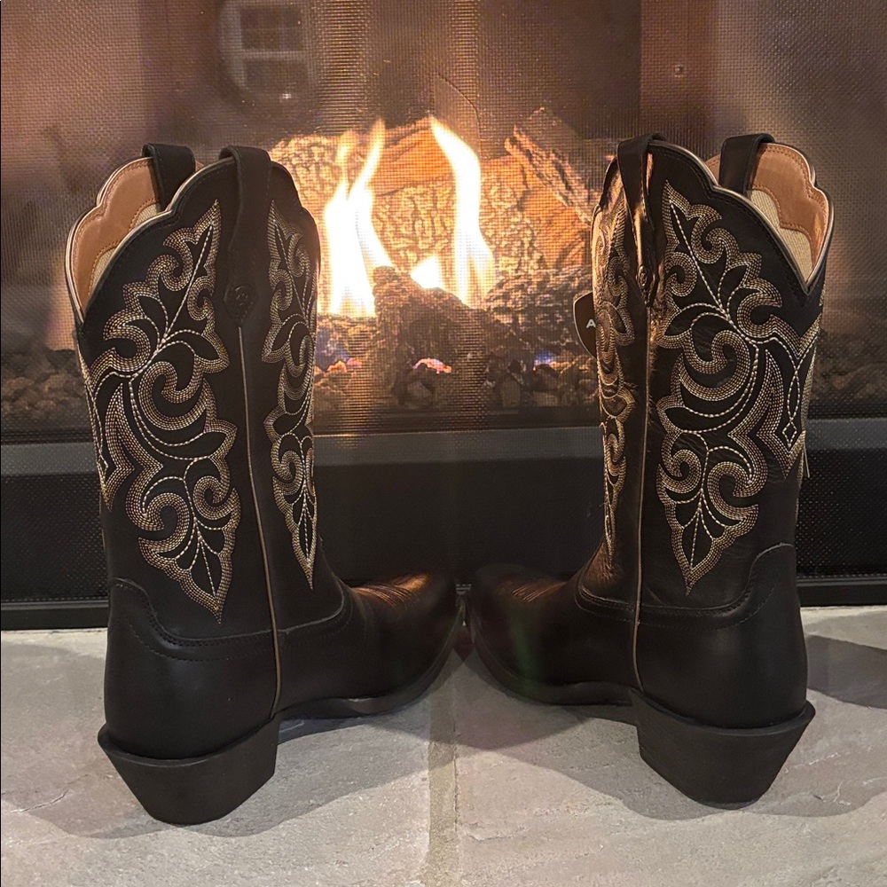 Ariat Round Up Square Toe Limousine Black 4LR technology,Duratread sole,stitch - Picture 3 of 14